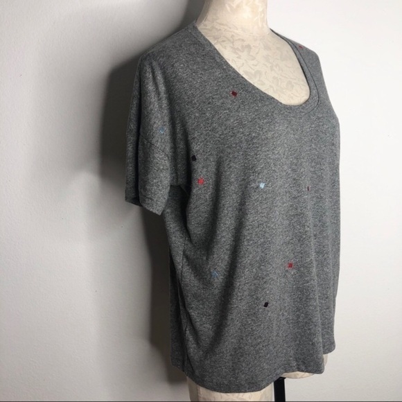 Madewell Gray Scoop Neck Tee W/Colorful Squares S - Picture 7 of 9